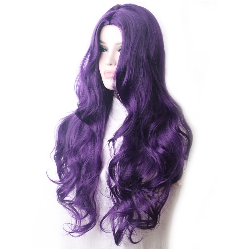 perruque synthétique violette