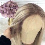 Cendré Blonde Droite Avant de Lacet Perruque Highlight Perruque Ombre Blonde Perruque De Cheveux Synthétiques Partie Moyenne Dentelle Perruques Pour Les Femmes Longs Cheveux Raides 2